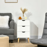 Wooden Bedside Cabinet 40cm Wide With 3 Drawers And Oak Legs - Velmora