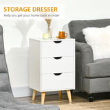 Wooden Bedside Cabinet 40cm Wide With 3 Drawers And Oak Legs - Velmora