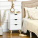 Wooden Bedside Cabinet 40cm Wide With 3 Drawers And Oak Legs - Velmora
