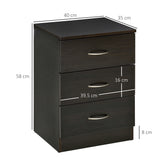 Wooden Bedside Cabinet 40cm Wide With 3 Drawers - Velmora