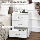 Wooden Bedside Cabinet 40cm Wide With 3 Drawers - Velmora