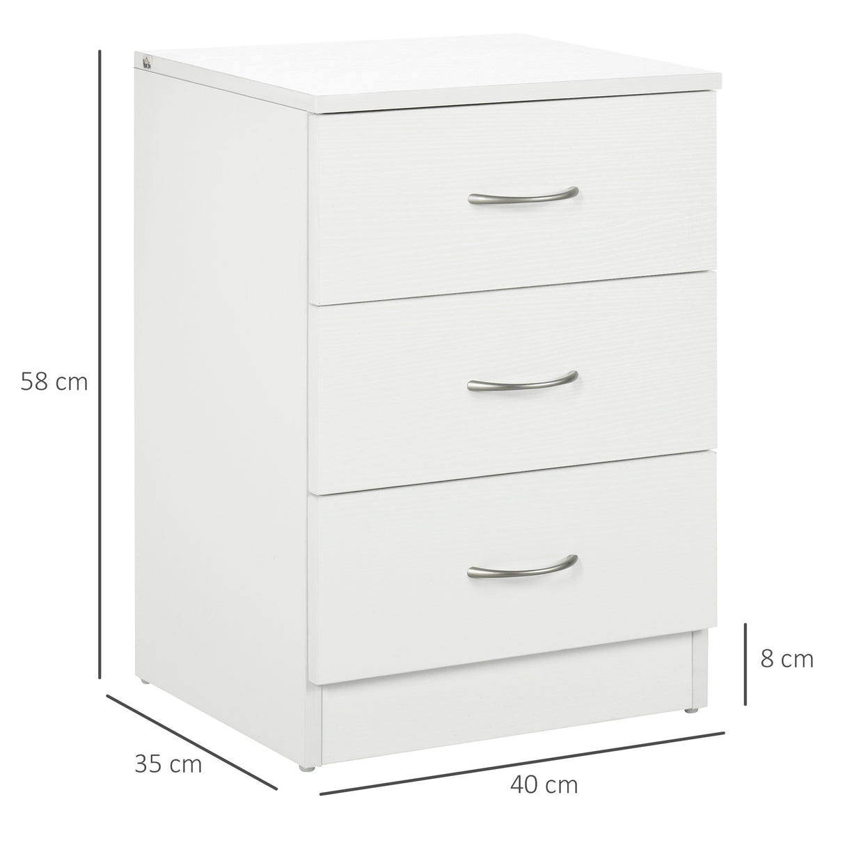 Wooden Bedside Cabinet 40cm Wide With 3 Drawers - Velmora