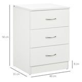 Wooden Bedside Cabinet 40cm Wide With 3 Drawers - Velmora