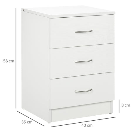 Wooden Bedside Cabinet 40cm Wide With 3 Drawers - Velmora