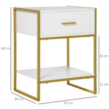 Wooden Bedside Cabinet 45cm Wide With 1 Drawer And Shelf - Velmora