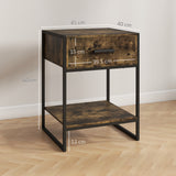 Wooden Bedside Cabinet 45cm Wide With 1 Drawer And Shelf - Velmora