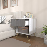 Wooden Bedside Cabinet 45cm Wide With 1 Drawer And Steel Legs - Velmora