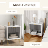 Wooden Bedside Cabinet 45cm Wide With 1 Drawer And Steel Legs - Velmora