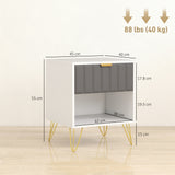 Wooden Bedside Cabinet 45cm Wide With 1 Drawer And Steel Legs - Velmora