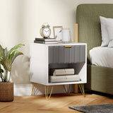 Wooden Bedside Cabinet 45cm Wide With 1 Drawer And Steel Legs - Velmora