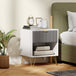 Wooden Bedside Cabinet 45cm Wide With 1 Drawer And Steel Legs - Velmora