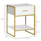 Wooden Bedside Cabinet 45cm Wide With 1 Drawer With Shelf in Set Of 2 - Velmora