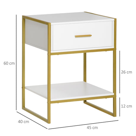 Wooden Bedside Cabinet 45cm Wide With 1 Drawer With Shelf in Set Of 2 - Velmora