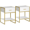 Wooden Bedside Cabinet 45cm Wide With 1 Drawer With Shelf in Set Of 2 - Velmora