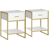 Wooden Bedside Cabinet 45cm Wide With 1 Drawer With Shelf in Set Of 2 - Velmora