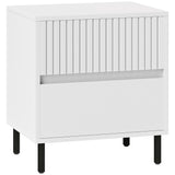 Wooden Bedside Cabinet 45cm Wide With 2 Drawers And Black Legs - Velmora