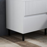 Wooden Bedside Cabinet 45cm Wide With 2 Drawers And Black Legs - Velmora