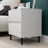 Wooden Bedside Cabinet 45cm Wide With 2 Drawers And Black Legs - Velmora