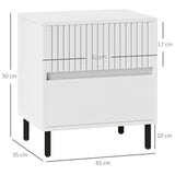 Wooden Bedside Cabinet 45cm Wide With 2 Drawers And Black Legs - Velmora