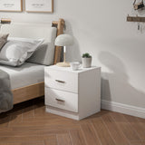 Wooden Bedside Cabinet 45cm Wide With 2 Drawers And Metal Handles - Velmora