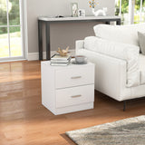 Wooden Bedside Cabinet 45cm Wide With 2 Drawers And Metal Handles - Velmora