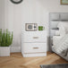 Wooden Bedside Cabinet 45cm Wide With 2 Drawers And Metal Handles - Velmora