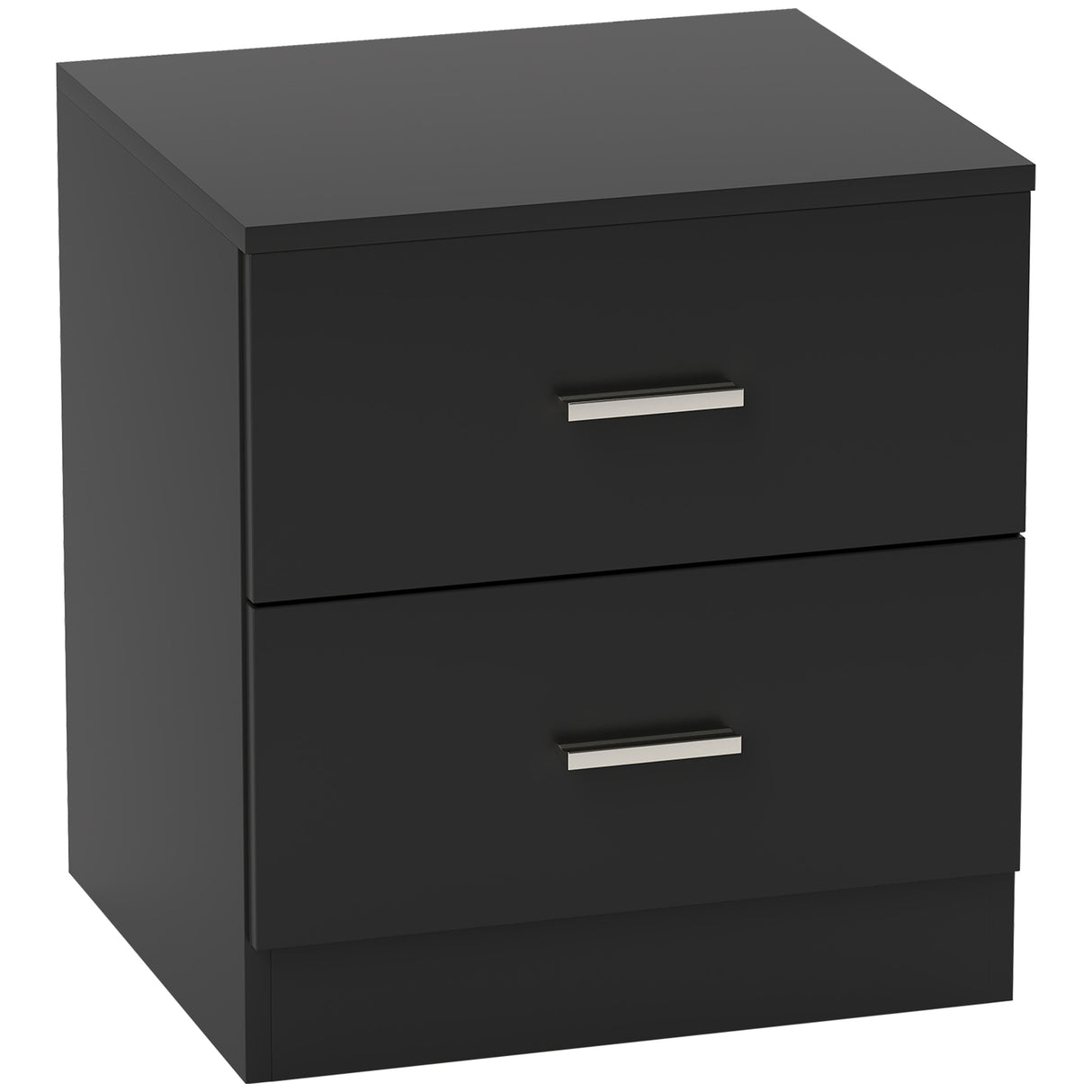 Wooden Bedside Cabinet 45cm Wide With 2 Drawers And Metal Handles - Velmora