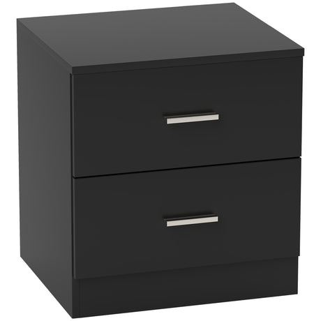 Wooden Bedside Cabinet 45cm Wide With 2 Drawers And Metal Handles - Velmora