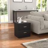 Wooden Bedside Cabinet 45cm Wide With 2 Drawers And Metal Handles - Velmora