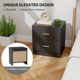 Wooden Bedside Cabinet 45cm Wide With 2 Drawers And Metal Handles - Velmora