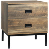 Wooden Bedside Cabinet 45cm Wide With 2 Drawers And Metal Legs - Velmora