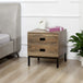Wooden Bedside Cabinet 45cm Wide With 2 Drawers And Metal Legs - Velmora