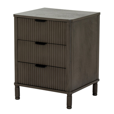 Wooden Bedside Cabinet 45cm Wide With 3 Drawers - Reed
