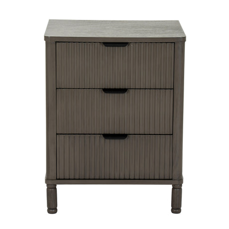 Wooden Bedside Cabinet 45cm Wide With 3 Drawers - Reed