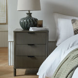 Wooden Bedside Cabinet 45cm Wide With 3 Drawers - Reed