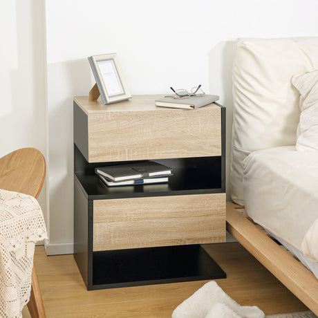 Wooden Bedside Cabinet 46cm Wide Wall Hung With 1 Door - Velmora