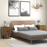 Wooden Bedside Cabinet 48cm Wide With 2 Drawers And Black Steel Frame in Set Of 2 - Velmora