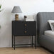 Wooden Bedside Cabinet 48cm Wide With 2 Drawers And Gold Metal Frame - Velmora