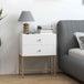 Wooden Bedside Cabinet 48cm Wide With 2 Drawers And Gold Metal Frame - Velmora