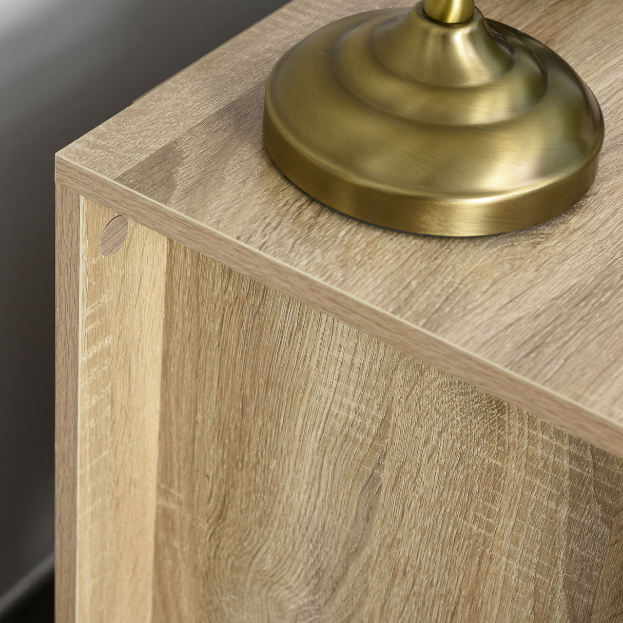 Wooden Bedside Cabinet 48cm Wide With 2 Drawers And Silver Handle - Velmora