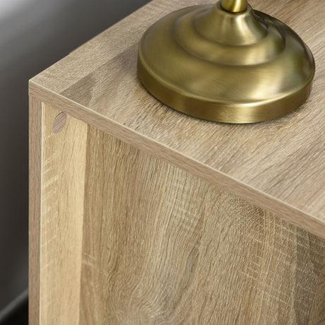 Wooden Bedside Cabinet 48cm Wide With 2 Drawers And Silver Handle - Velmora