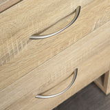 Wooden Bedside Cabinet 48cm Wide With 2 Drawers And Silver Handle - Velmora