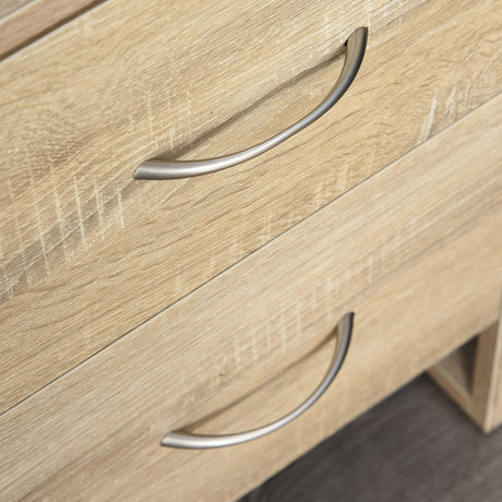 Wooden Bedside Cabinet 48cm Wide With 2 Drawers And Silver Handle - Velmora