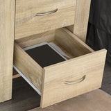 Wooden Bedside Cabinet 48cm Wide With 2 Drawers And Silver Handle - Velmora