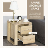 Wooden Bedside Cabinet 48cm Wide With 2 Drawers And Silver Handle - Velmora