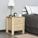Wooden Bedside Cabinet 48cm Wide With 2 Drawers And Silver Handle - Velmora