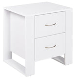 Wooden Bedside Cabinet 48cm Wide With 2 Drawers And Silver Handle - Velmora
