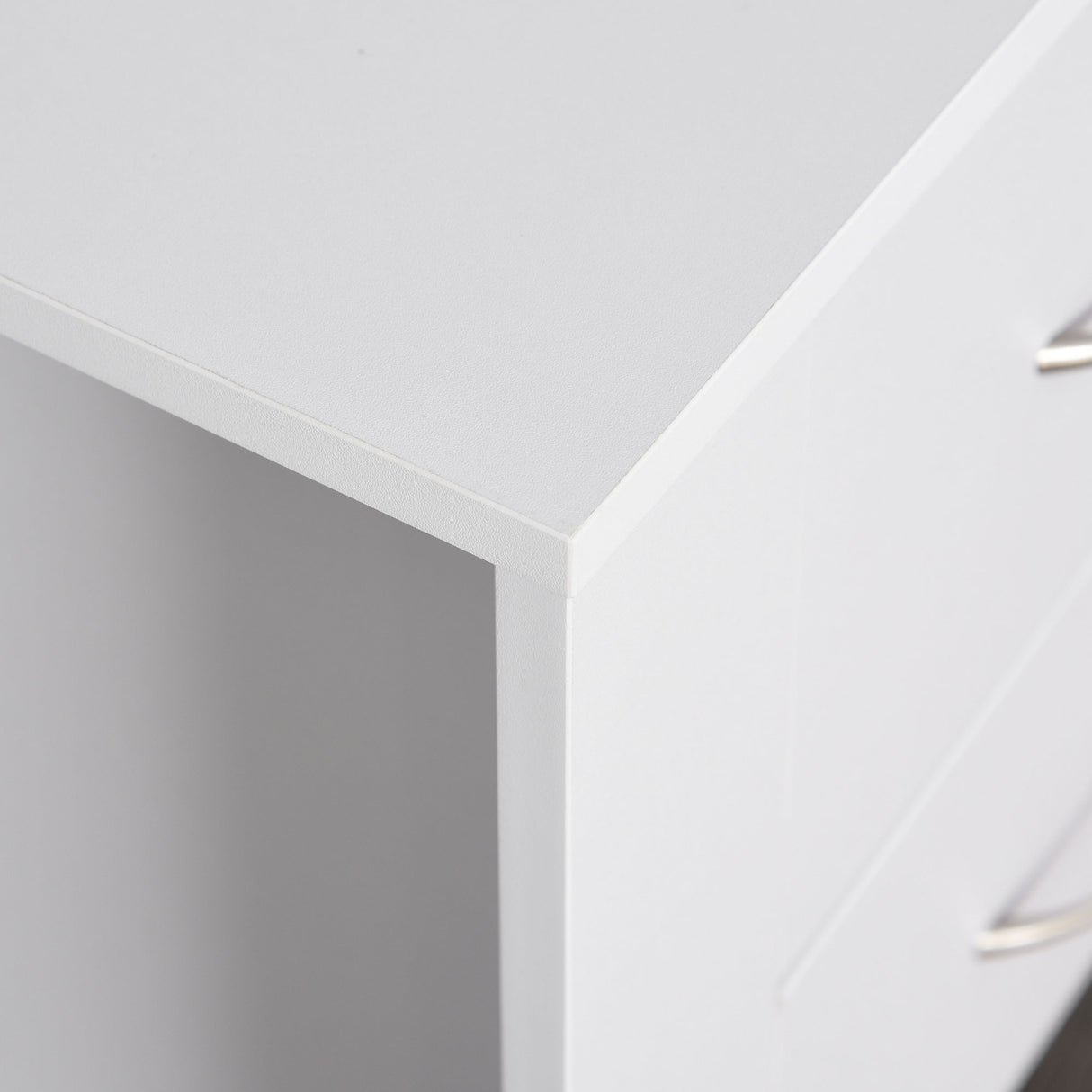 Wooden Bedside Cabinet 48cm Wide With 2 Drawers And Silver Handle - Velmora