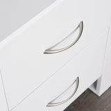 Wooden Bedside Cabinet 48cm Wide With 2 Drawers And Silver Handle - Velmora