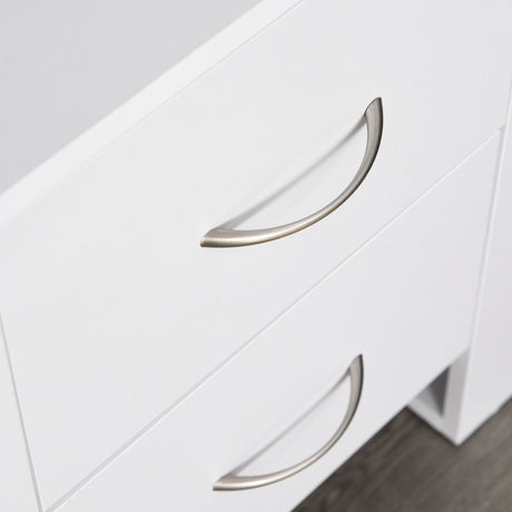 Wooden Bedside Cabinet 48cm Wide With 2 Drawers And Silver Handle - Velmora